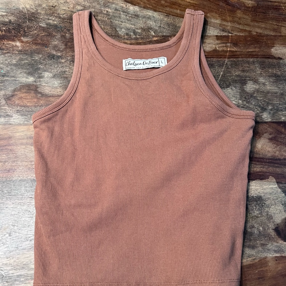 Chelsea & Violet Women's Tan Ribbed Tank Top